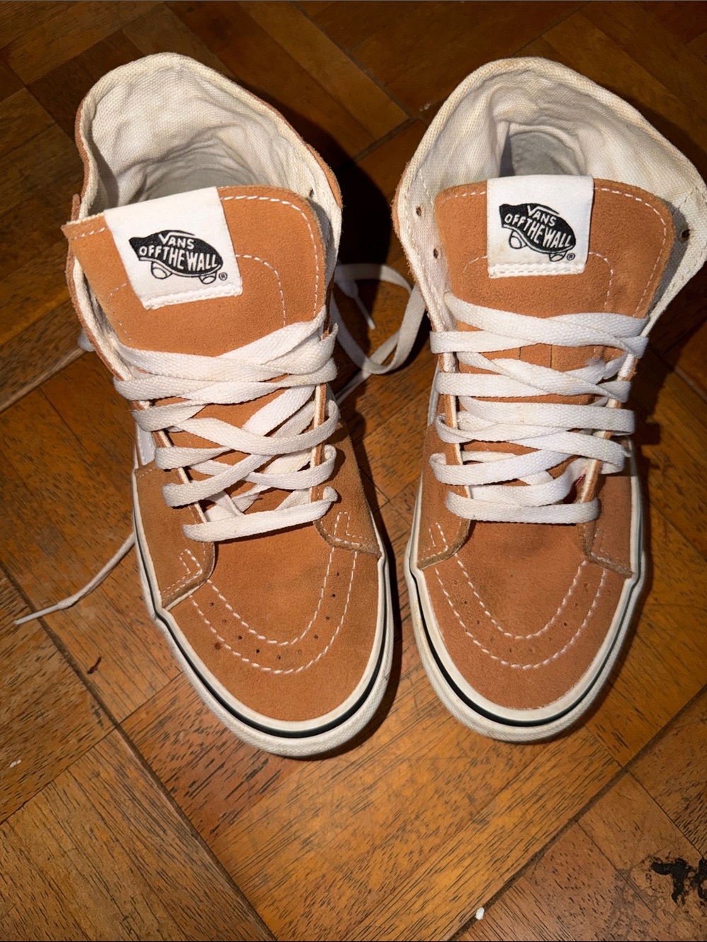 Vans High-Top Suede Sneakers in Rust and White
